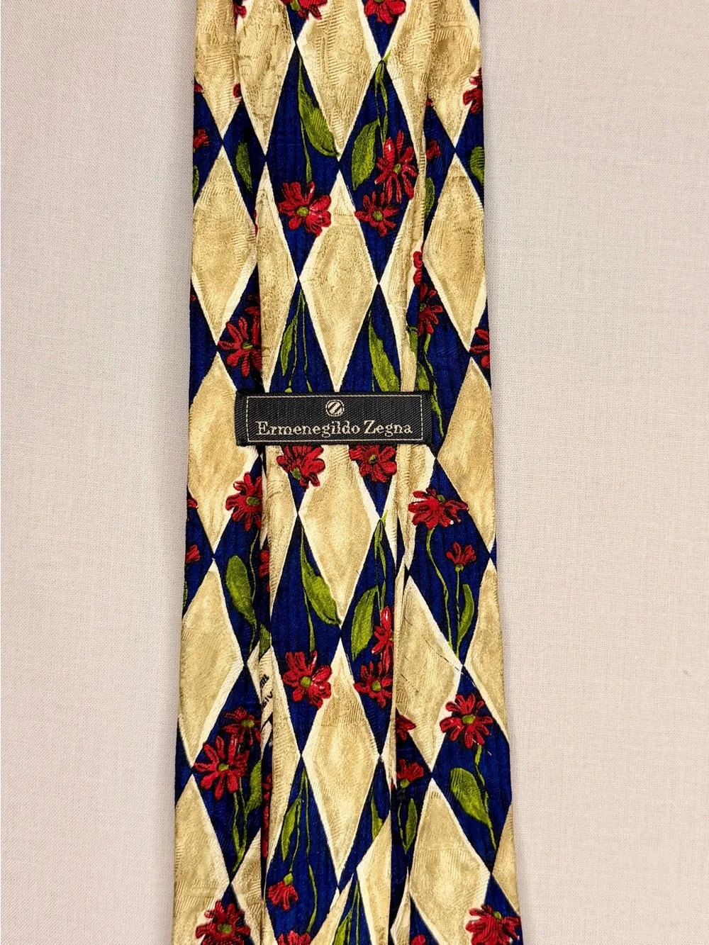 Ermenegildo Zegna Blue, Gold & Red Diamond Silk Tie